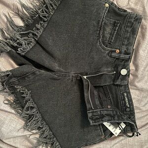 NWT Black Denim Fringe Shorts blanknyc